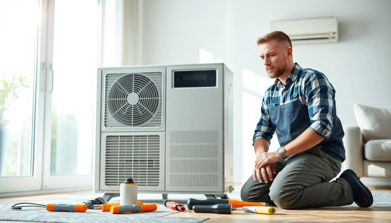 Expert HVAC Repair Tampa technician engaged in air conditioning unit diagnosis, ensuring optimal performance.