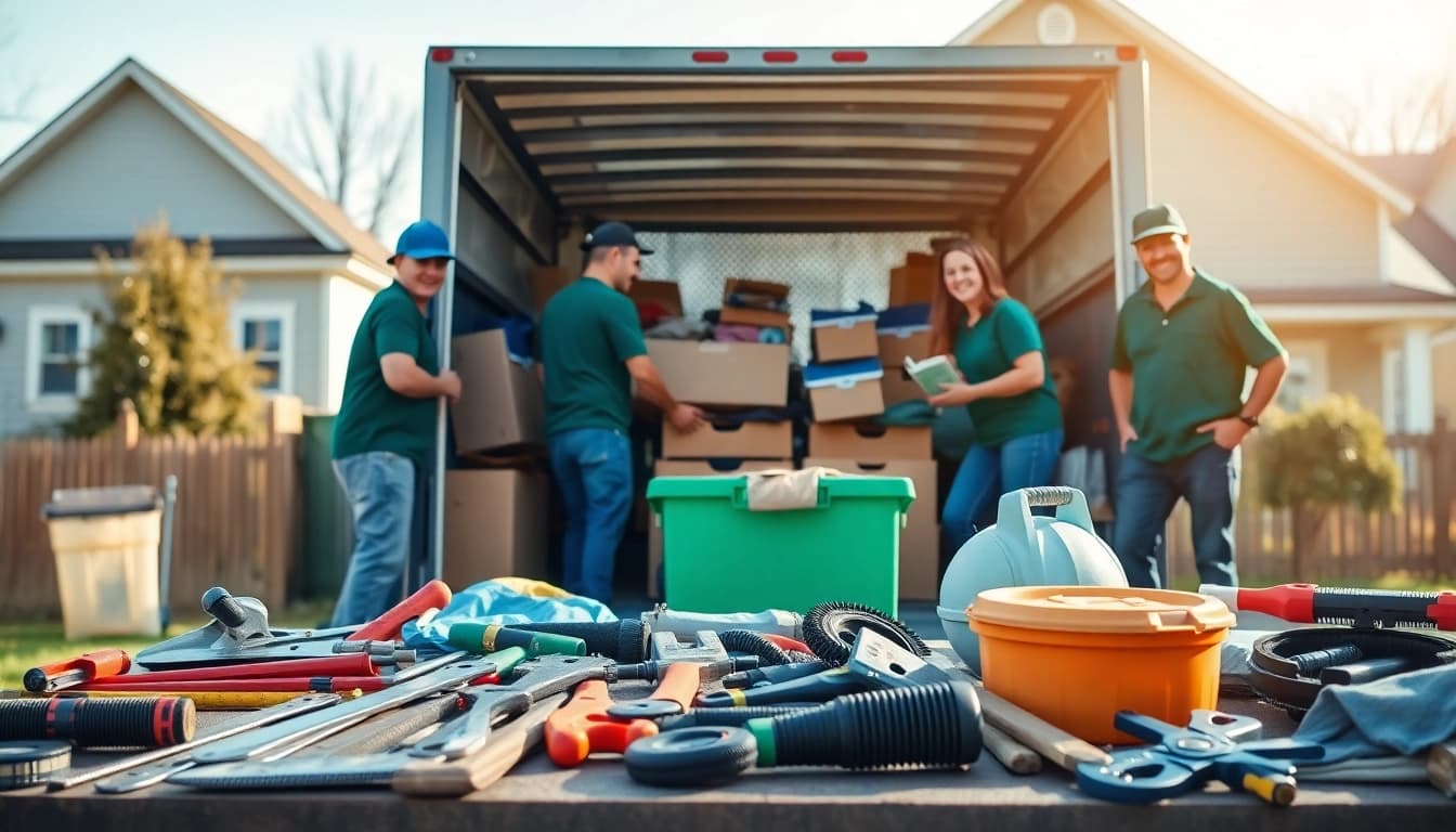 Nashville junk hauling service team loading items into a truck amidst a clean, organized backdrop.
