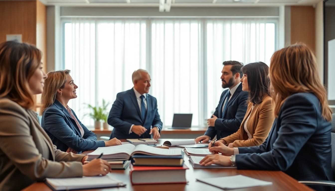 Atlanta Injury Lawyers consulting with clients in an inviting office setting, showcasing legal expertise and professionalism.
