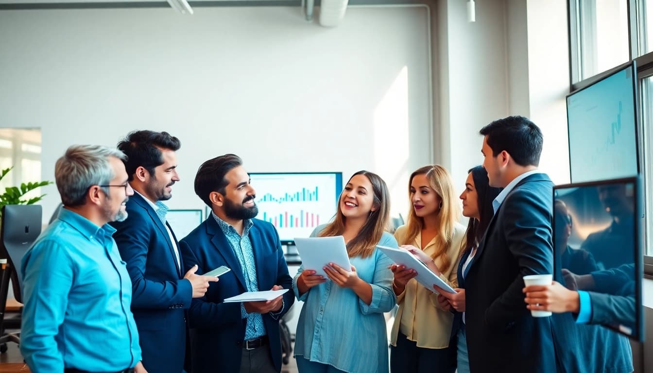 Boost your online presence with https://boost-social-media.com in a vibrant marketing team setting.