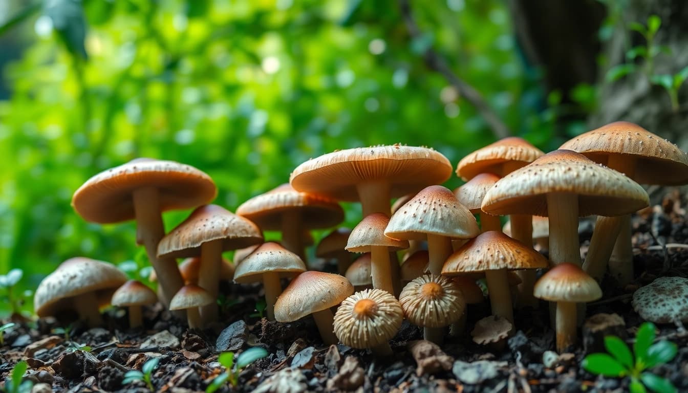 Buy psychedelics online Canada with unique mushrooms displayed in a natural setting.