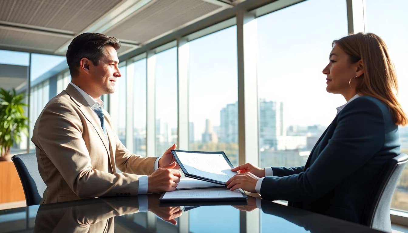 Orlando Personal Injury Lawyer providing legal advice to a client in a modern office setting.