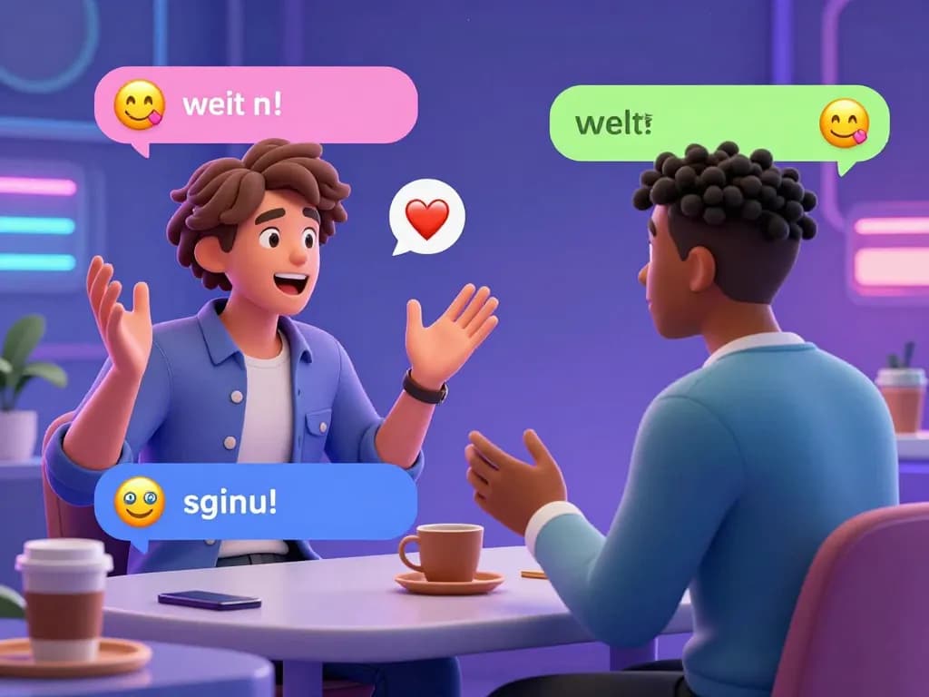 Engaging spicy chat scene with animated avatars interacting in a vibrant digital environment, showcasing lively conversation.