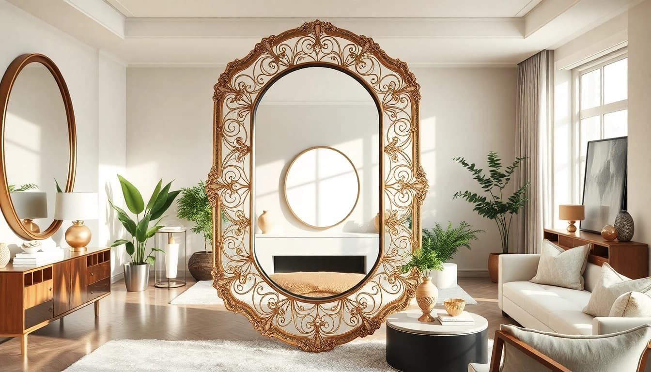 View handcrafted mirrors at https://merithome.co.uk in an elegant home interior setting.
