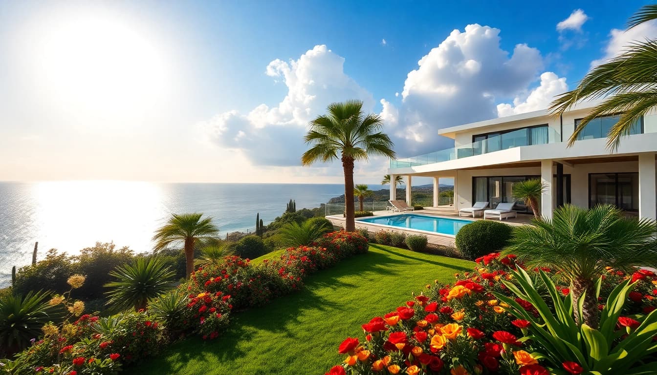 Elegant villa showcasing a property for sale in alanya turkey with stunning Mediterranean views.