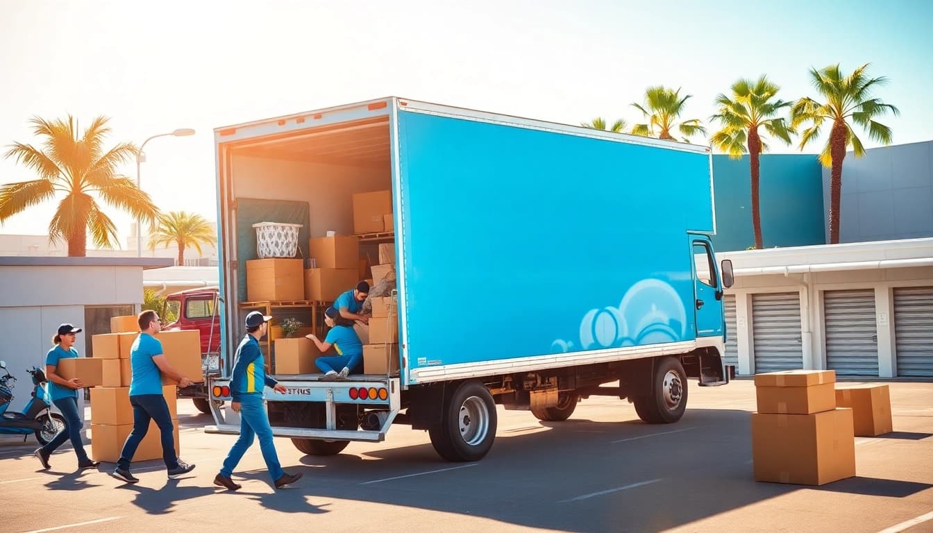 San Diego Moving and Storage services featuring professional movers loading items into a truck.