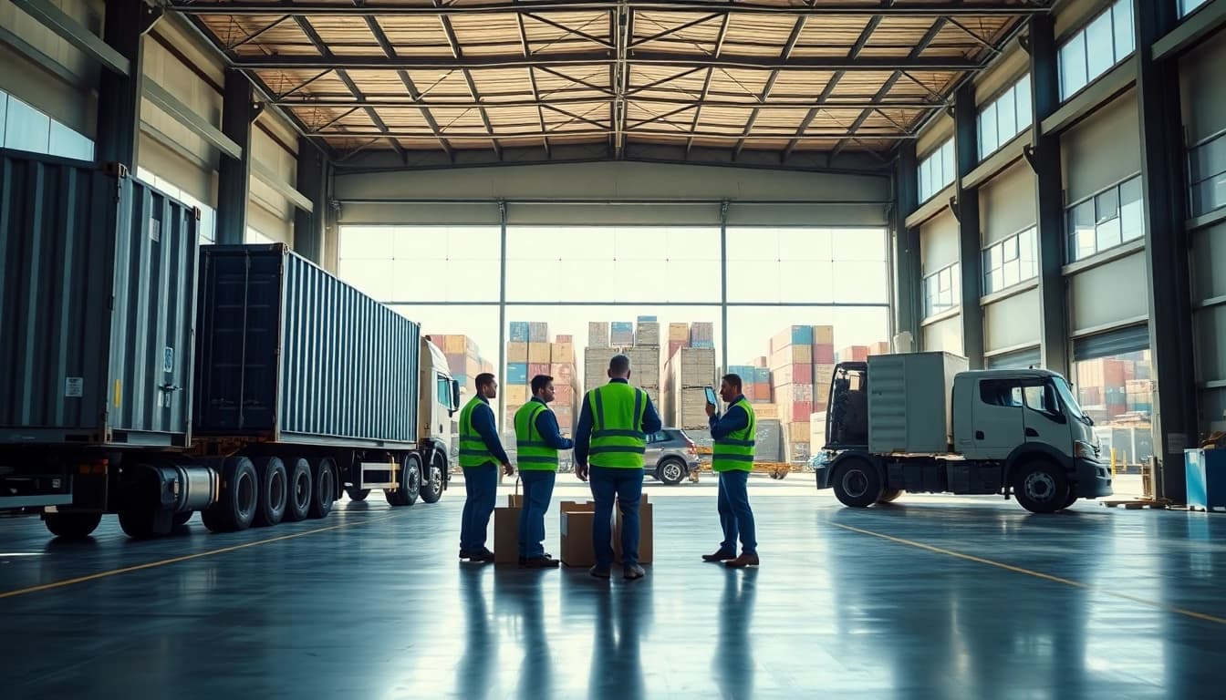 DDPexpert team efficiently managing logistics operations in a modern warehouse setting.