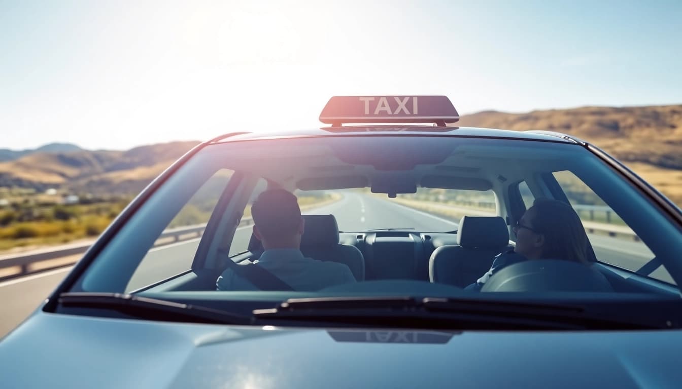 Explore a smooth ride during long distance taxi transfers in a scenic landscape