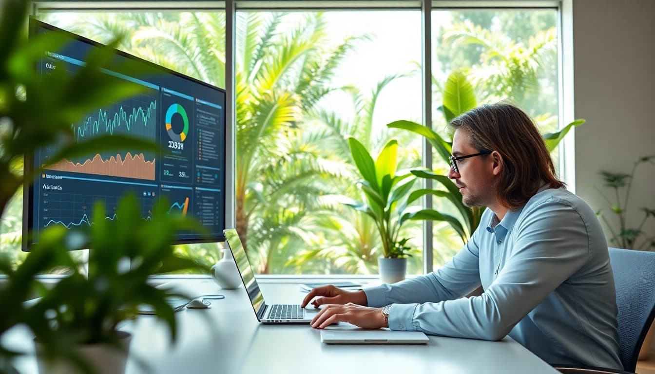 Boost Clearwater FL SEO with professional insights from a digital marketing consultant in a vibrant office.
