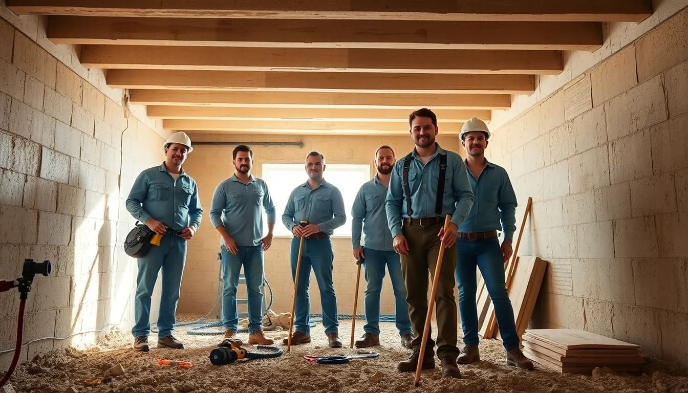 Crawl Space Restoration with a professional team actively engaged in restoring a clean crawl space.