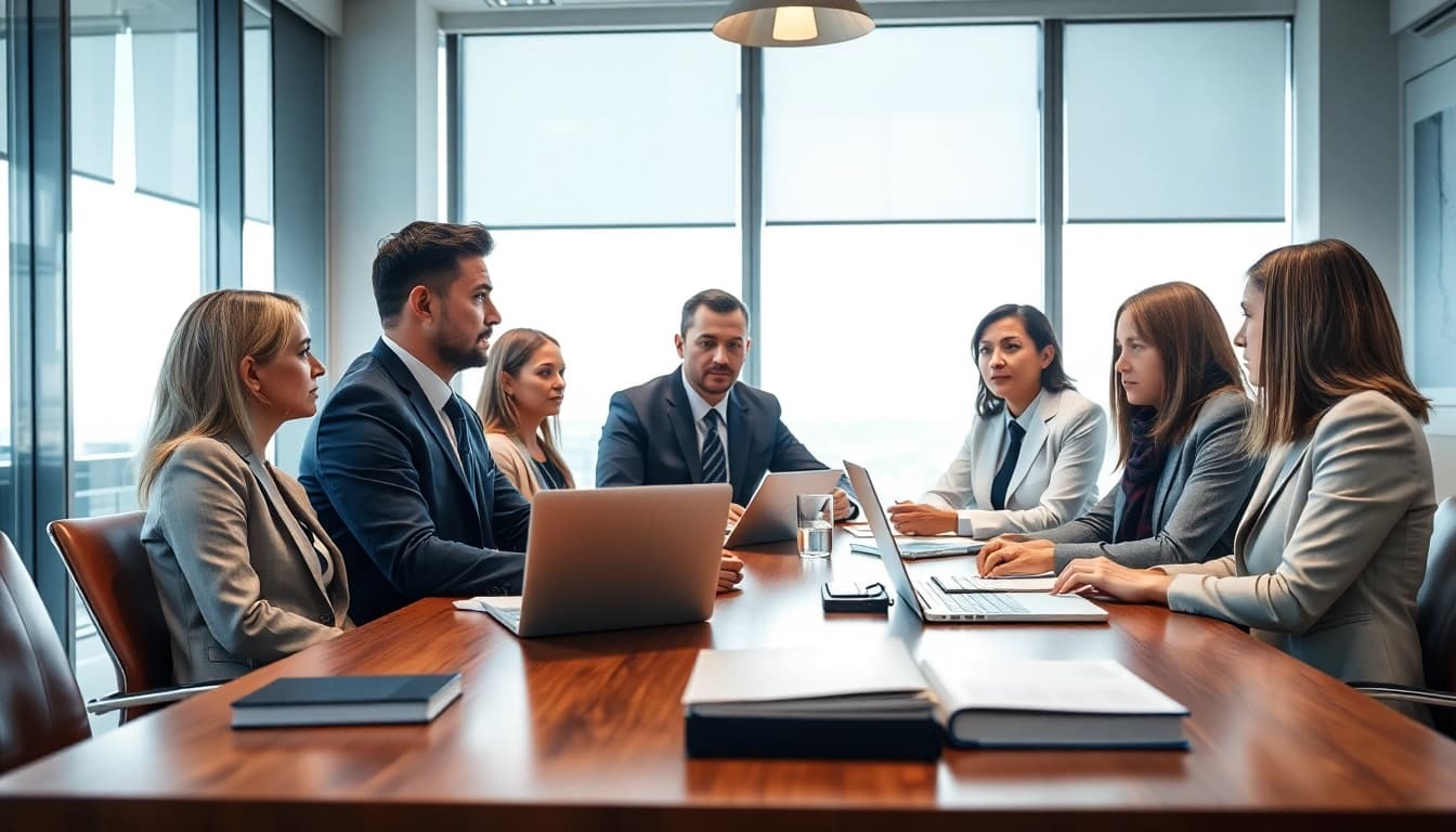 Engaged discussion among lawyers at https://www.shiverhamilton.com, showcasing professionalism and teamwork.