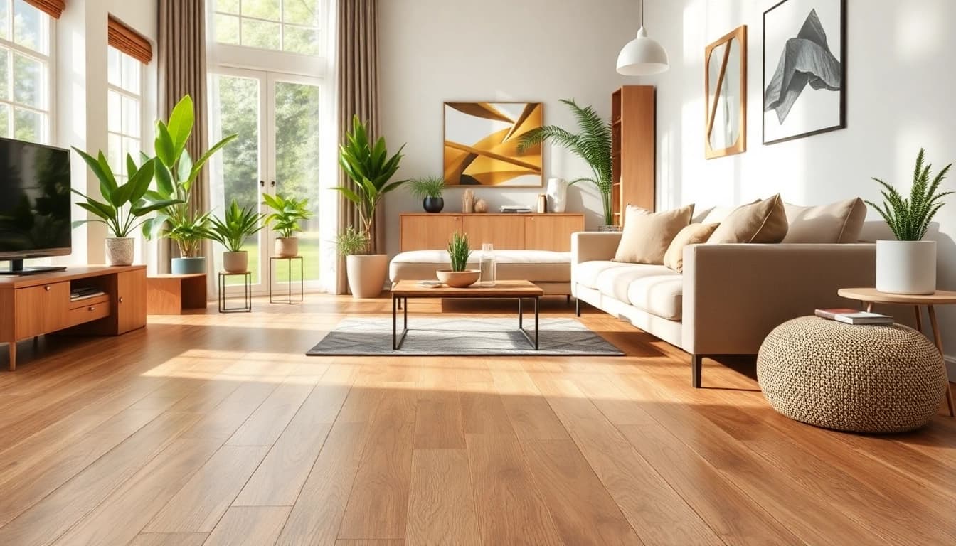 Transform your space with cheap vinyl flooring showcasing a modern living room.