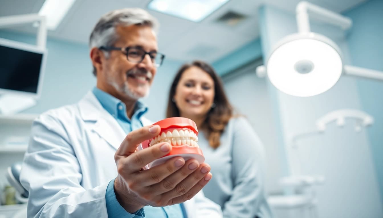 Consult with an orthodontist near by me in a bright dental clinic setting.