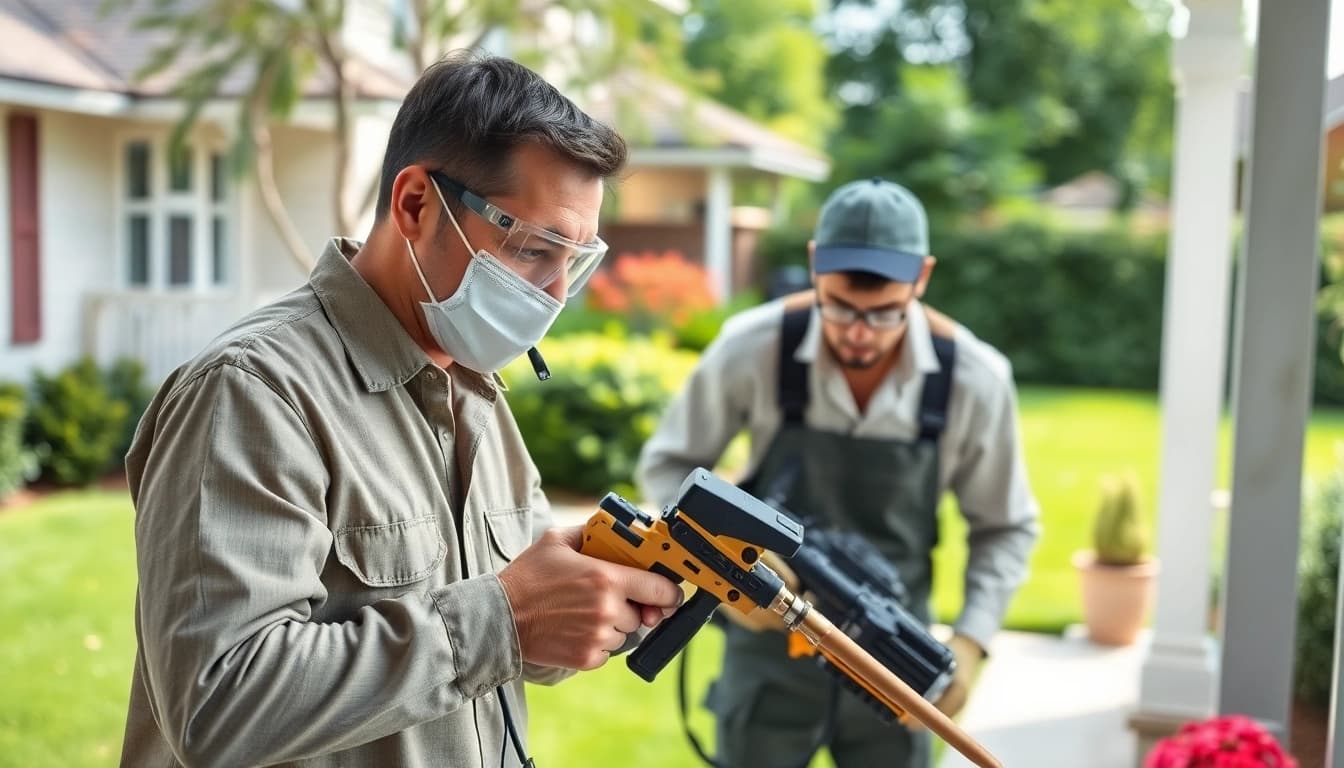 Efficient local pest removal service helping to eliminate pests in a bright residential setting.