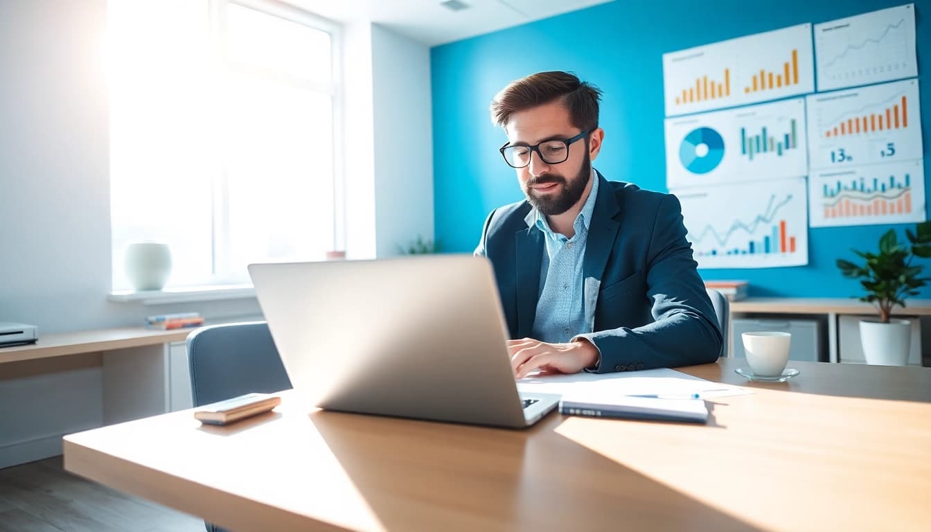 Marketing strategist analyzing data for answer engine optimization strategies.