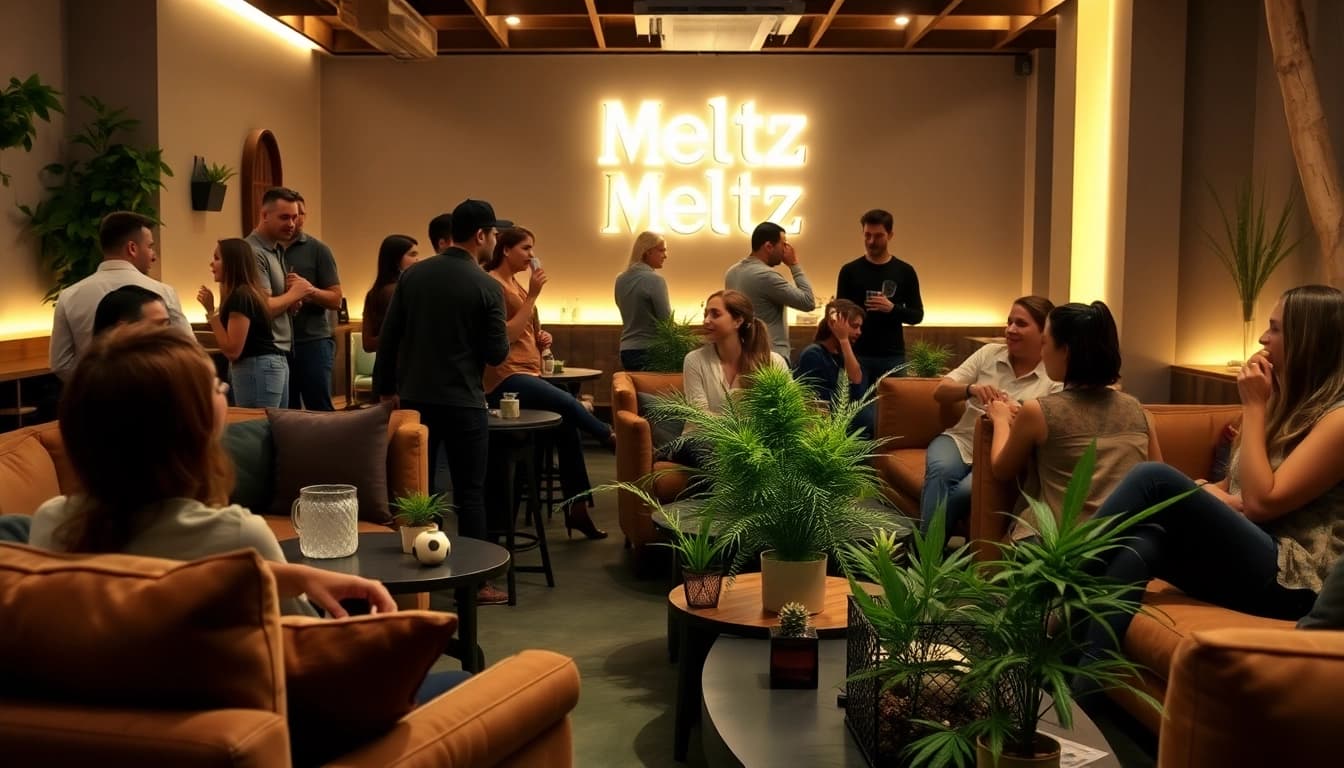 Enjoying the communal vibe at Meltz Social Club Madrid with stylish decor and diverse patrons.