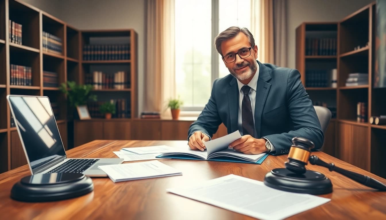 Reviewing legal documents for https://www.fritschlawfirm.com in a professional office setting.