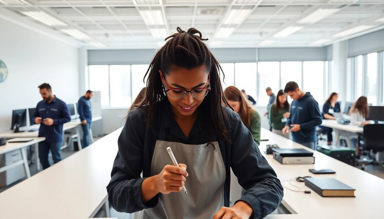 Trade School Tennessee students learning practical skills in a vibrant classroom environment.