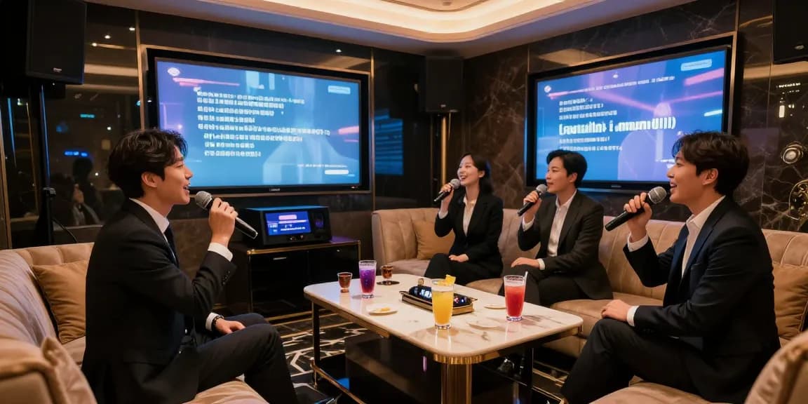 강남쩜오에서의 사교적이고 호화로운 라운지 공간, 고객들이 즐거운 시간을 보내는 모습