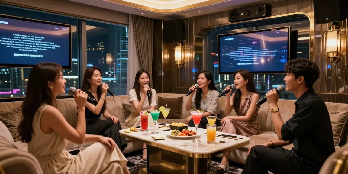 강남구구단의 고급스러운 프라이빗 노래방 분위기에서 친구들과 즐거운 시간을 보내는 모습