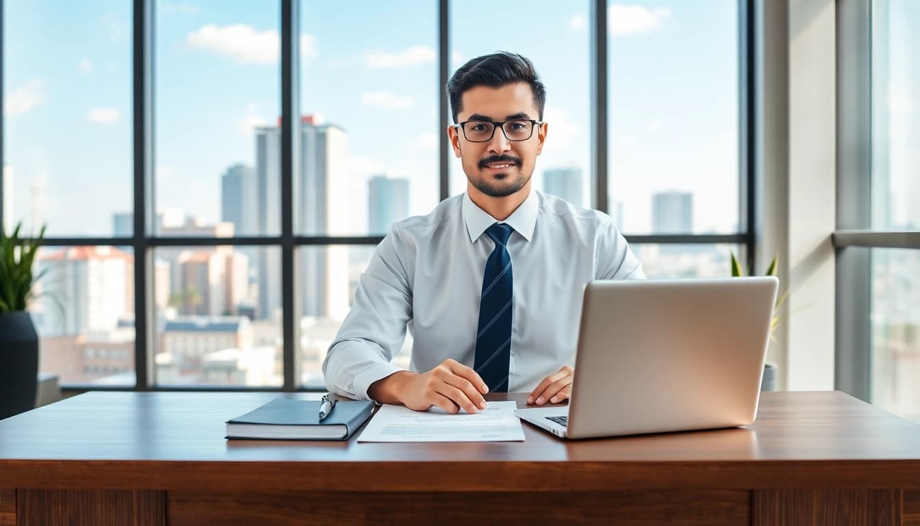 Boca Raton Construction Litigation Lawyer consulting with clients in a modern office.