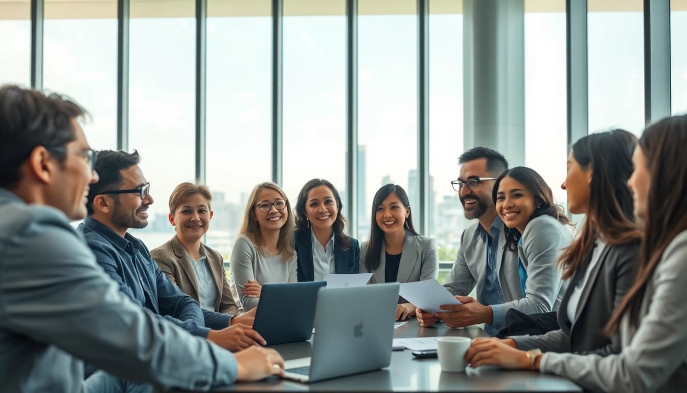 Engaging business growth insights discussed in a dynamic office environment.