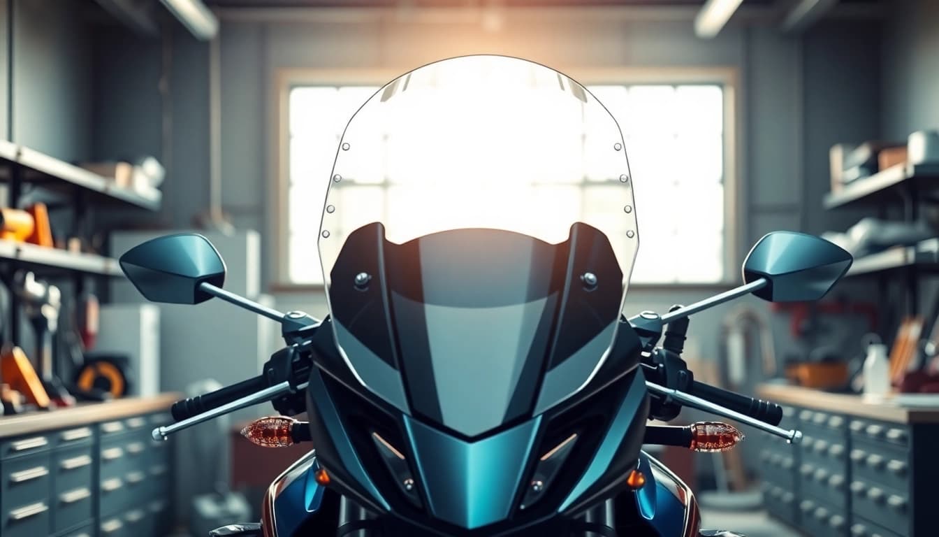 Showcase of high-quality motorcyclescreens highlighting clarity and design in a workshop environment.