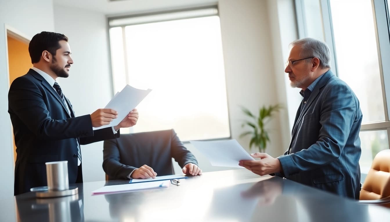 New Hampshire Immigration Lawyer consulting with a client in a contemporary office.