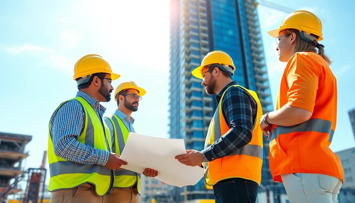 New York Commercial General Contractor team working on a skyscraper project.
