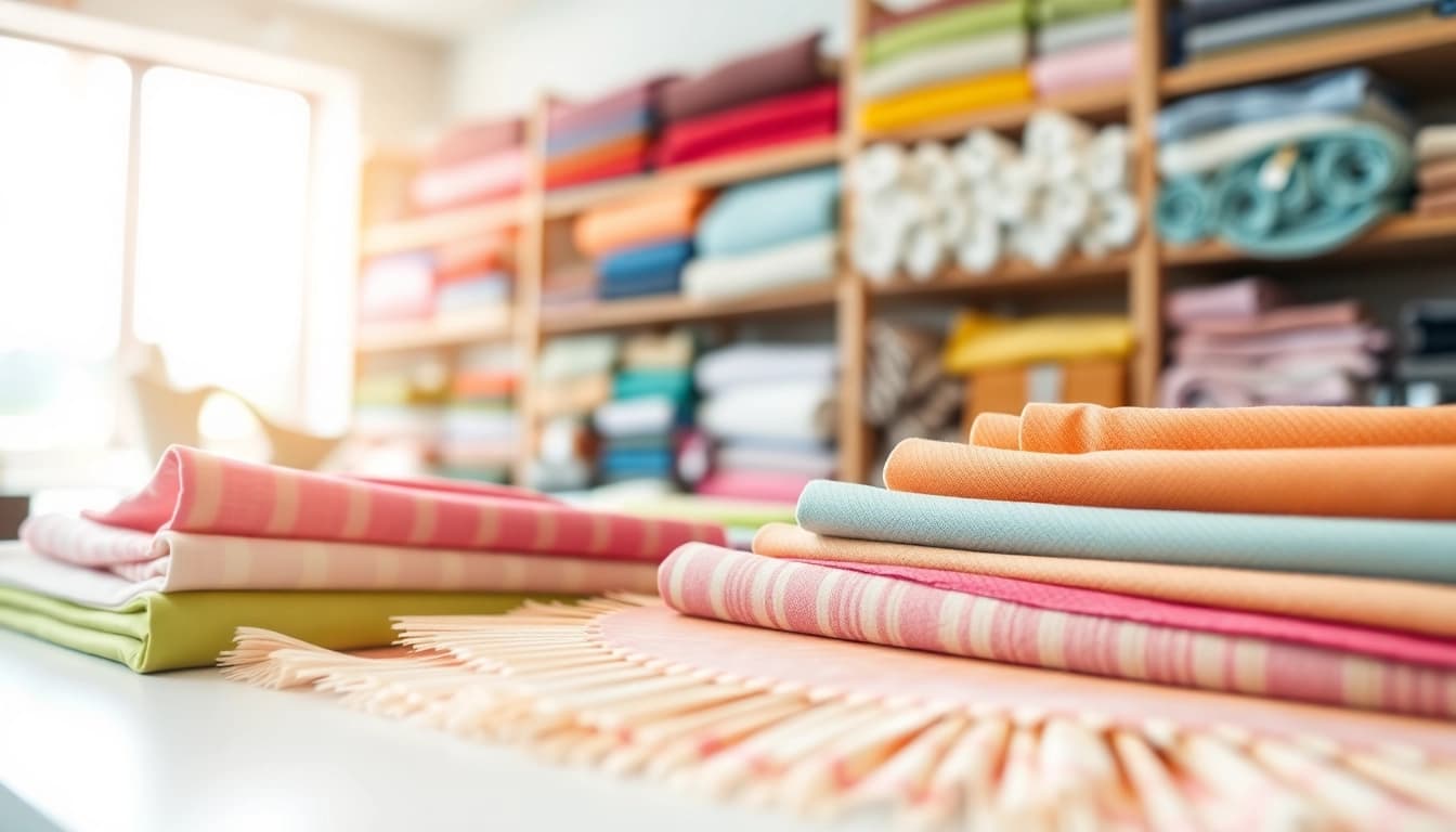 Katoen stoffen assortiment met kleurrijke en diverse patronen op een winkelformaat.