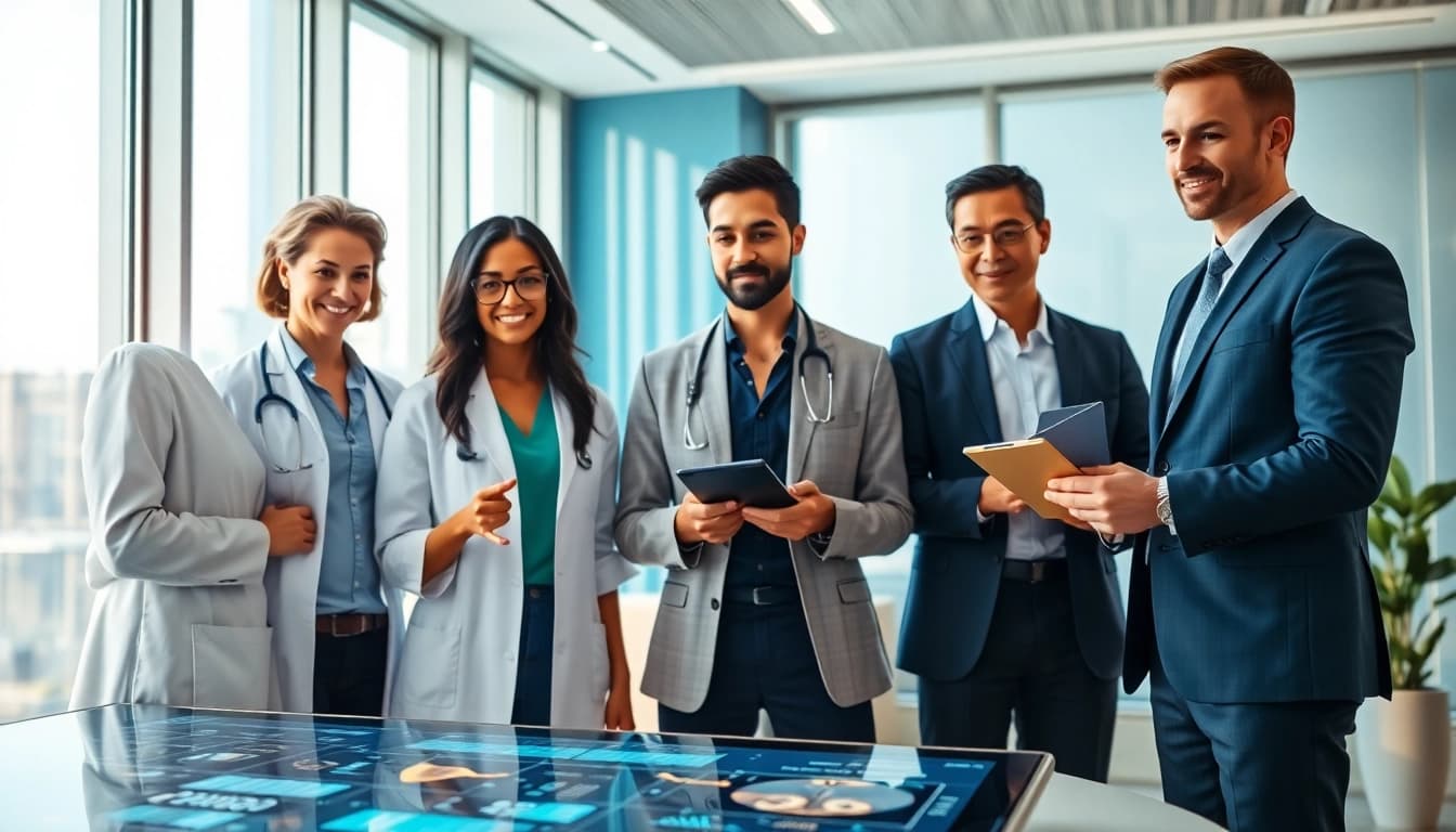Engaging representation related to digital healthcare at trevia.com featuring diverse professionals.