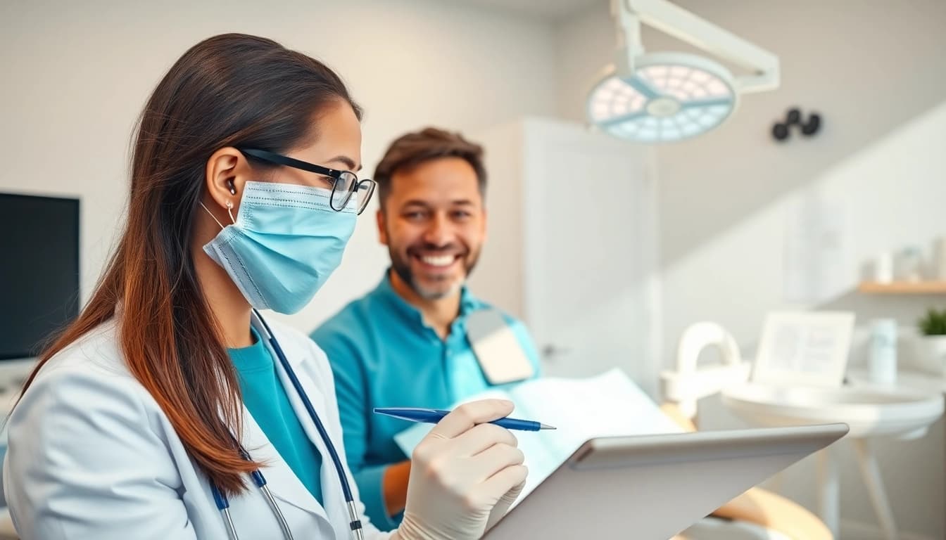 Engaging consultation with a Frankfort IL dentist in a welcoming clinic environment.