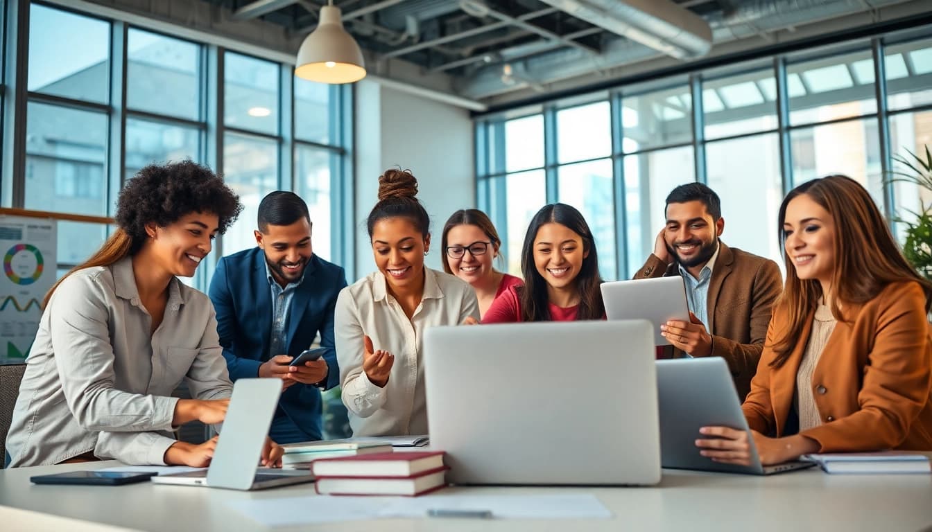 Boost language translation services with the team at https://www.elitetranslingo.com in a modern office.