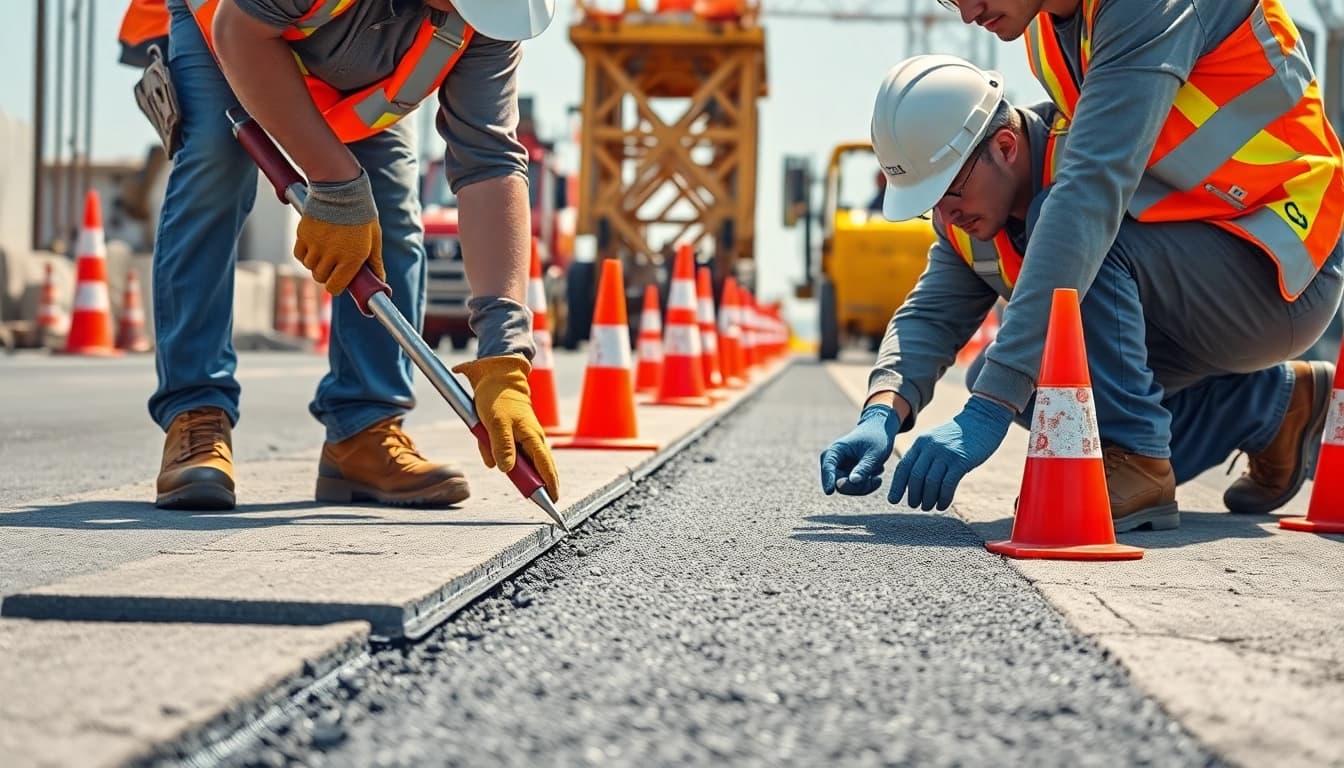 Dares Surfacing highlights expert pavement installation in a dynamic construction setting.