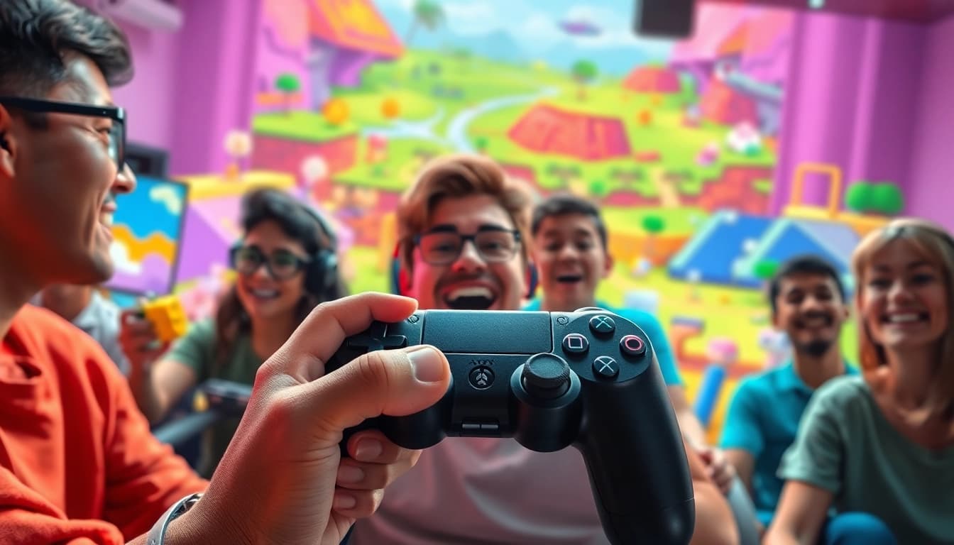 Engaging gnhust gaming scene with diverse players enjoying unblocked games.