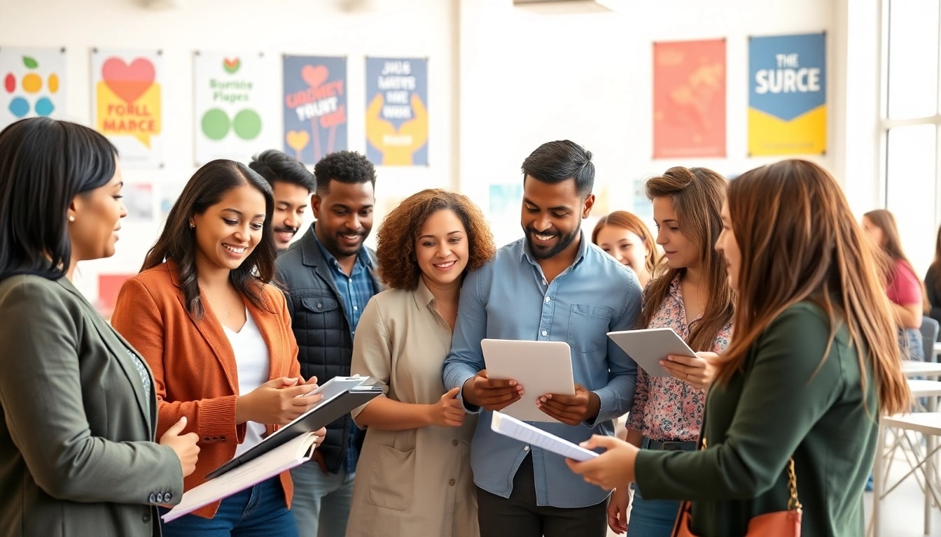 Engaged individuals demonstrating effective volunteer management in a community setting.