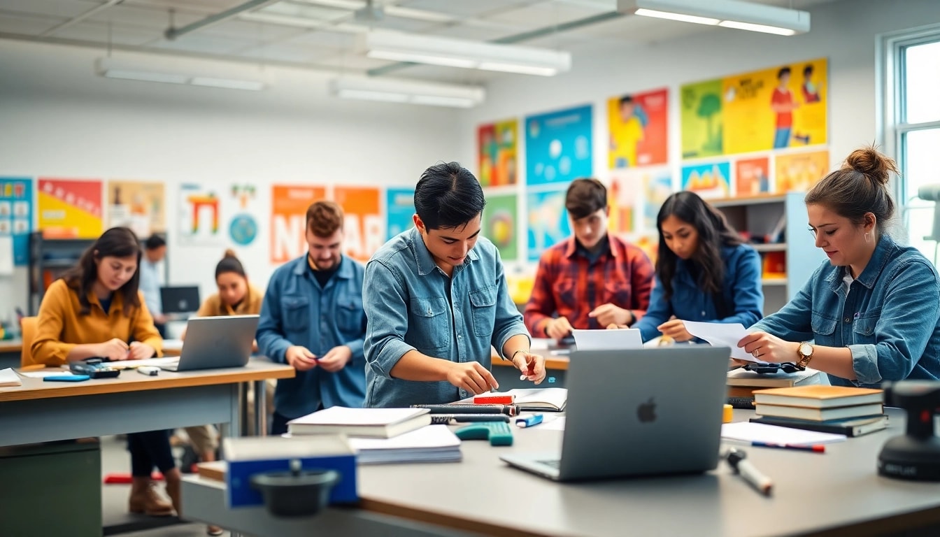 Students collaborate on projects at a trade school in Tennessee, showcasing hands-on training and a vibrant learning environment.