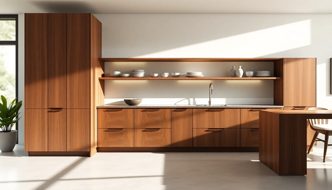 Craft stunning custom cabinet design featuring sleek lines and elegant wood finishes in a stylish kitchen.