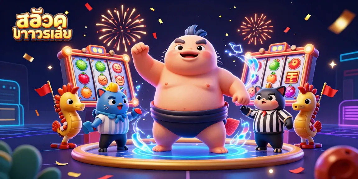 Play slot games with สล็อตทดลองเล่น in a vibrant 3D casino scene featuring dynamic game elements.