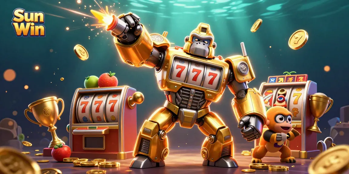 Experience thrilling wins with Sun Win in this vibrant slot-themed 3D illustration.