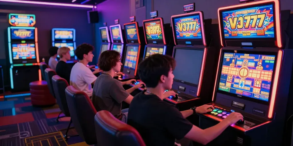 Pengalaman bermain slot777 online yang penuh warna di lounge gaming.