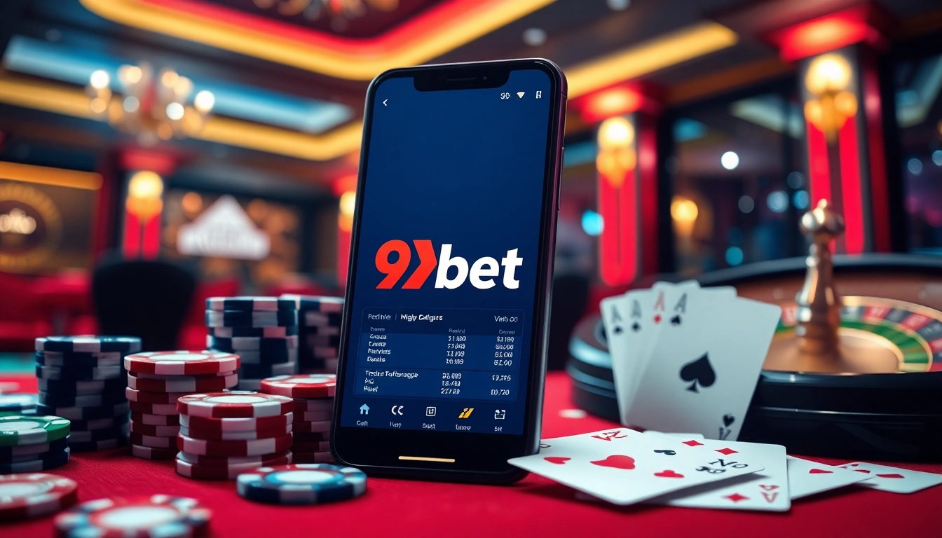 Experience the thrill of betting with the 9Dbet App in a vibrant casino scene.