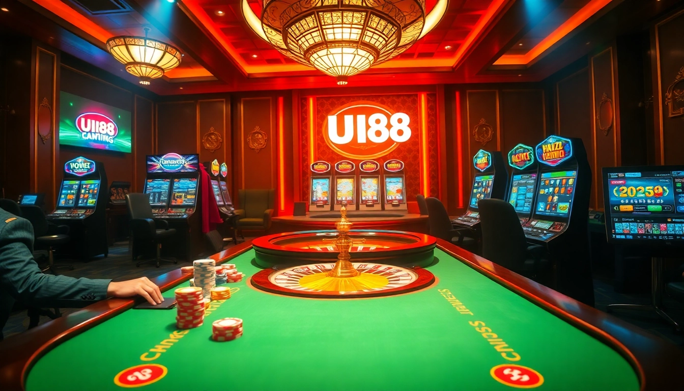 UU88 engaging players at a vibrant casino table, showcasing thrilling online gaming excitement.