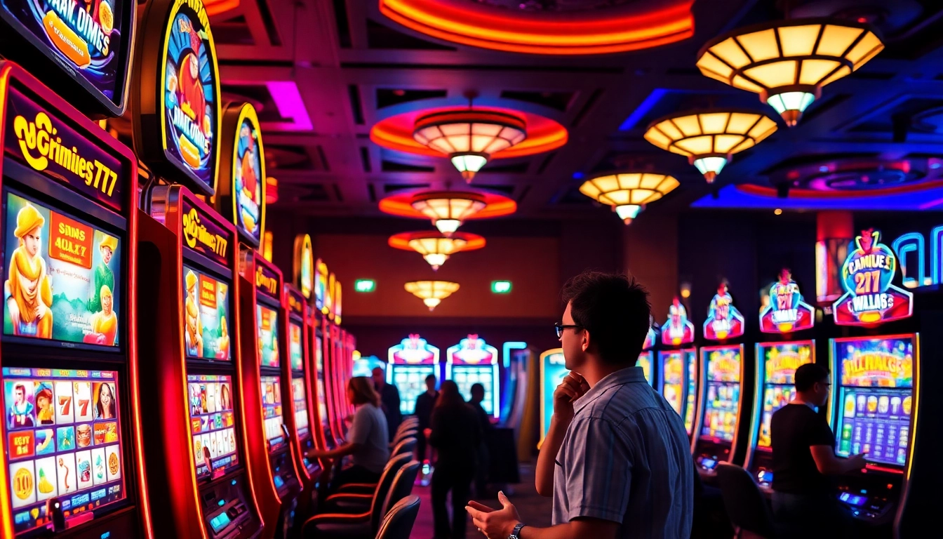 Menangkan hadiah besar dengan slot777 dalam suasana kasino yang cerah dan meriah.