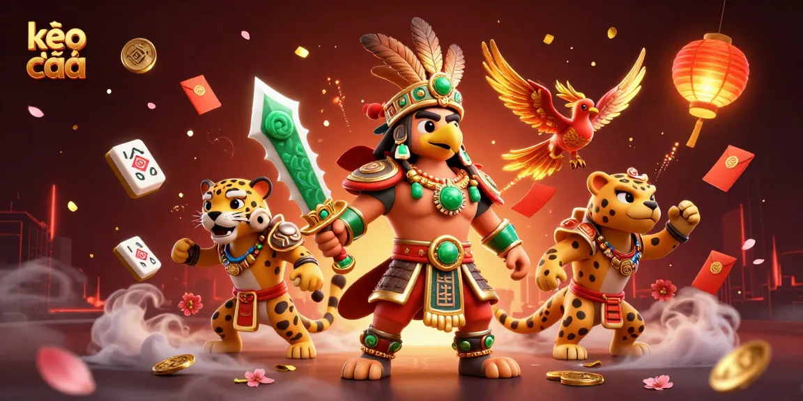 Engage in dynamic kèo nhà cái betting strategies with Aztec warriors and golden coins illustration.