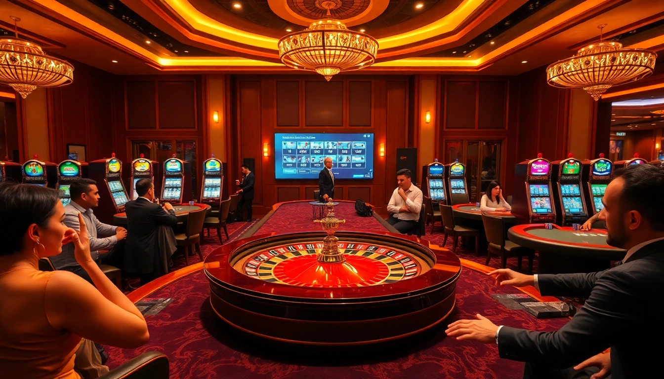 Engage in thrilling casino games at mmoo with vibrant slot machines and a luxurious ambiance.