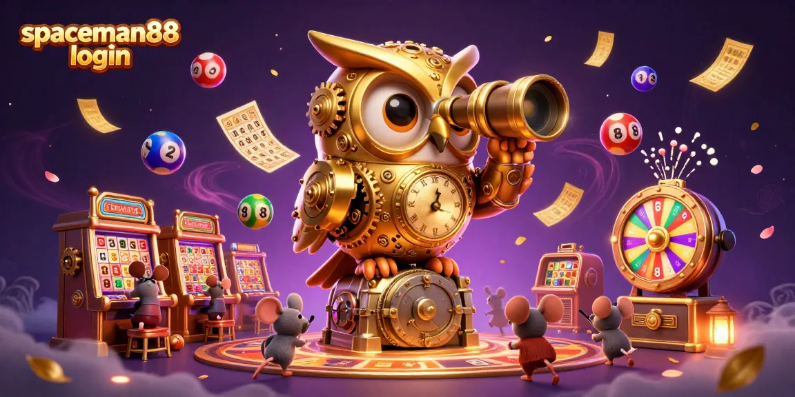 Join the fun with spaceman88 login, featuring an elaborate casino scene with vibrant characters and exciting game elements.