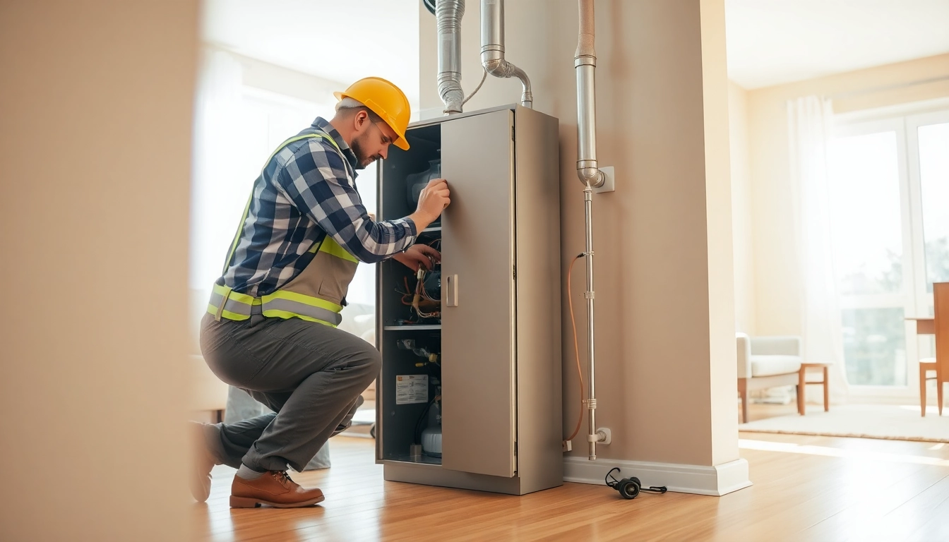 Install a furnace installation st. paul with a skilled technician in a bright residential setting.