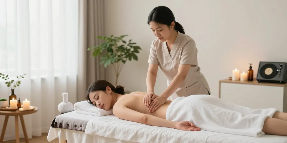 동탄출장마사지 therapy scene with a skilled therapist providing relaxation in a serene home setting.