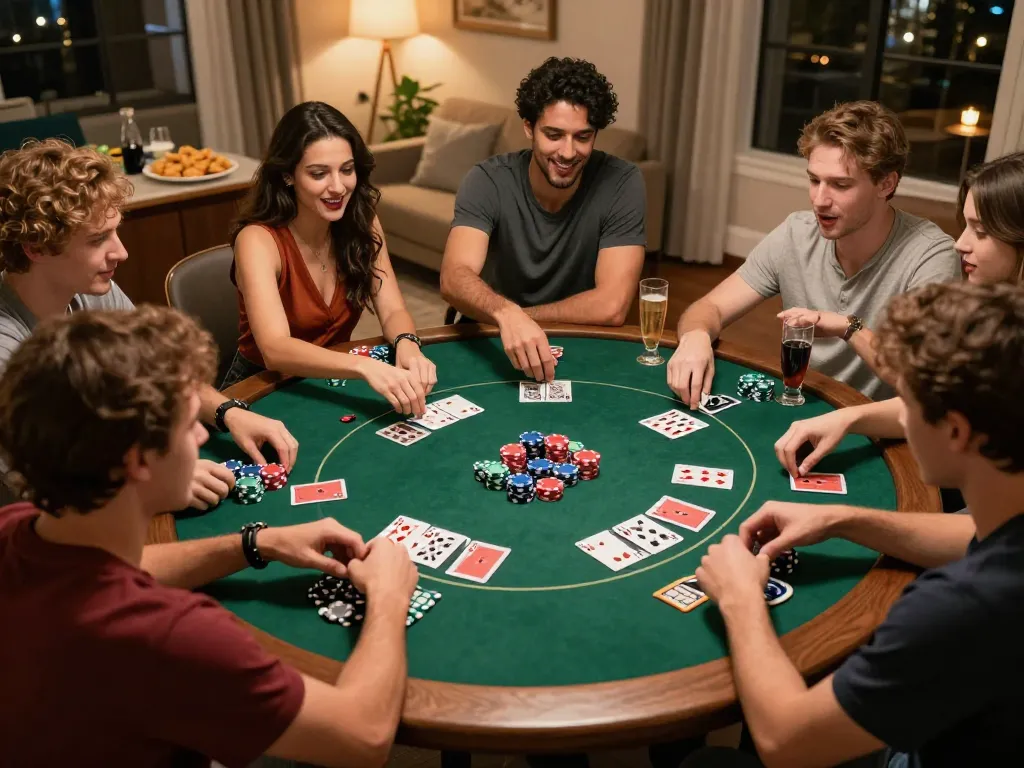 Engaging group poker game emphasizing strategy and social interaction, showcasing slot deposit 2rb gameplay.